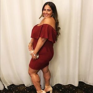 PLUS SIZE RED OFF SHOULDER DRESS